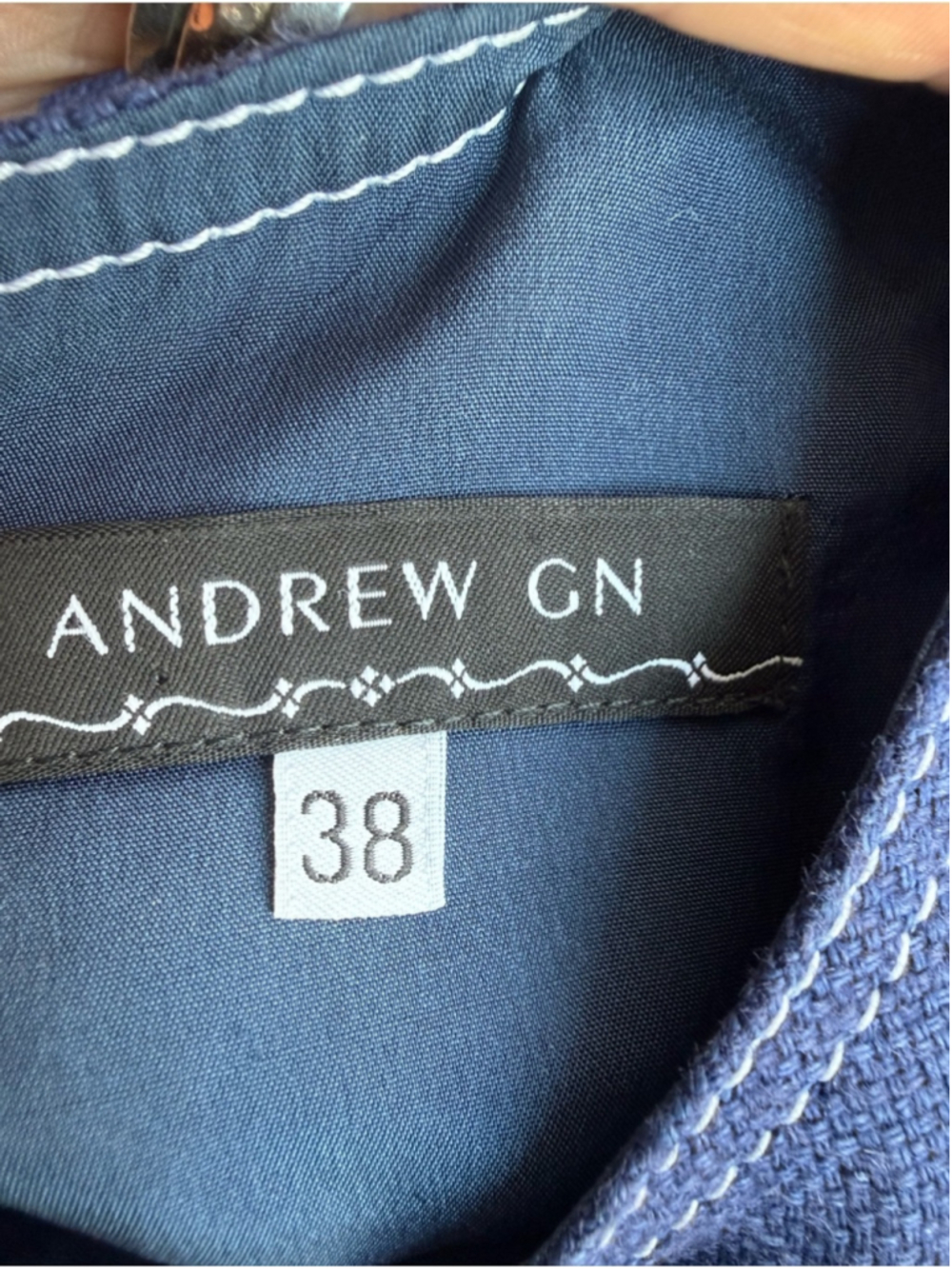 Andrew GN Runway SS16 Linen Cape Sleeve Dress Navy Zip Front FR38 Rare - Picture 6 of 9
